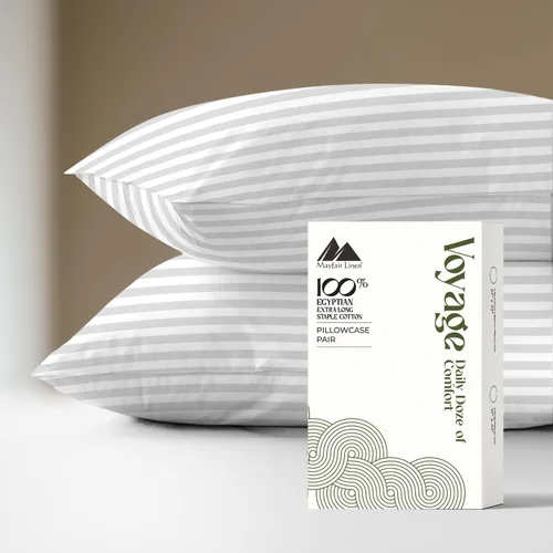 Vista 22 de Mayfair Linen Voyage Collection - Juego de 4 fundas de almohada de algodón egipcio de lujo de la serie 600, color blanco, suaves, refrescantes