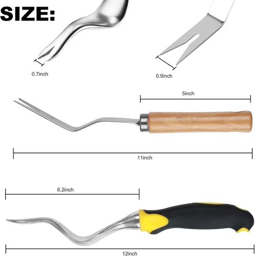 Vista 2 de Herramienta de deshierbe manual para eliminar malas hierbas, mango de acero inoxidable, excavadora profunda, césped y césped, extractor bifurcado