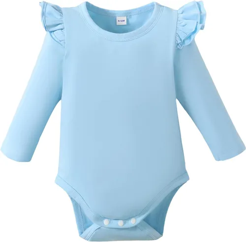 Vista 17 de Magic Park 0-24M Mameluco para bebé niña, traje de una pieza para bebé niña de color sólido, camiseta con volantes para niña, camiseta para bautizo