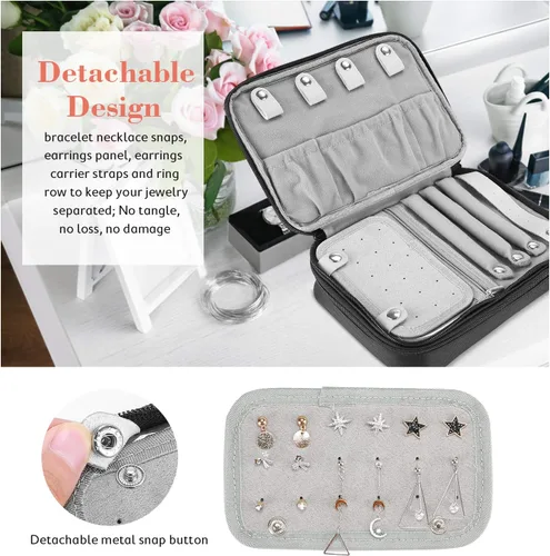 Vista 5 de ProCase Paquete de bolsa de joyería de viaje con organizador grande de joyas de viaje