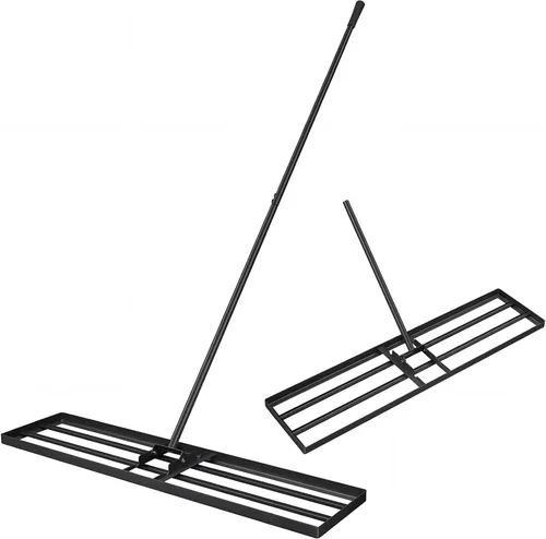 Vista 10 de Goplus Rastrillo nivelador de césped, herramienta de césped de 30 x 10 pulgadas con mango ergonómico para suelo, rastrillo de paisaje que ahorra