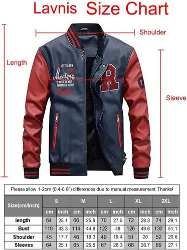 Vista 5 de Lavnis Chaqueta de piel sintética para hombre, cuello alto, abrigo ajustado, Negro