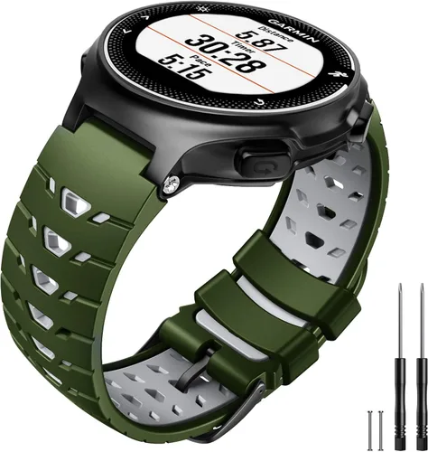 Vista 9 de Para Forerunner 630/235/620/735XT/220/230/Approach S20/S6/S5, correa de reloj de silicona suave de dos en uno, rojo-negro