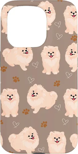 Vista 14 de Funda marrón para iPhone 13 Pro Max con diseño de pomerania y cachorros