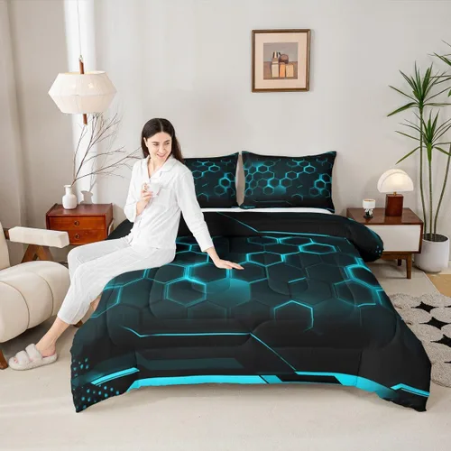 Vista 81 de Juego de ropa de cama Happy Camping de Homewish, tamaño individual, con diseño de osos cazadores y pinos, para niños, hombres, adultos, decoración