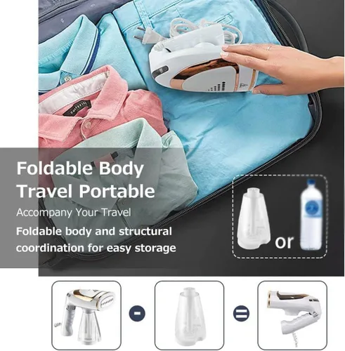 Vista 3 de Potente vaporizador de mano para ropa y tela con suela calentada de acero inoxidable, calentamiento rápido, 1600 vatios