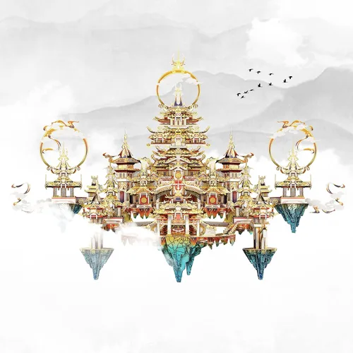 Vista 7 de Piececool LINGXIAO - Juego de rompecabezas asiáticos de metal 3D, kits de construcción de metal para adultos, rompecabezas de rompecabezas