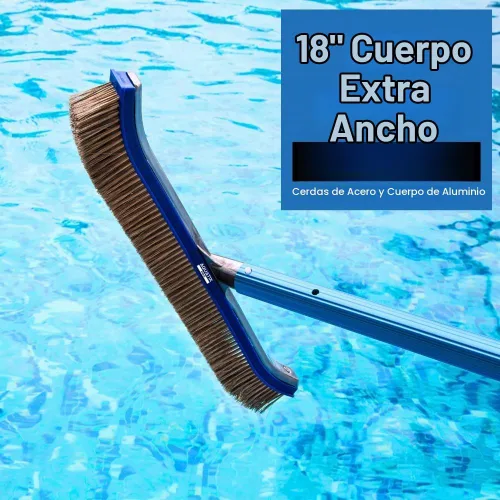 Vista 2 de Aquatix Pro Cabezal de cepillo de piscina, 18" resistente para limpiar
