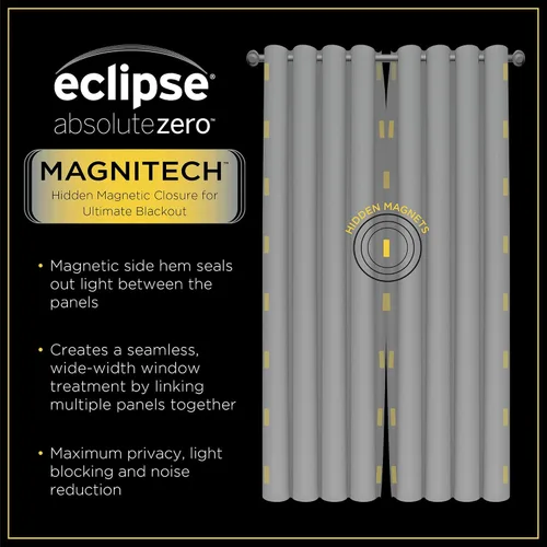 Vista 6 de Eclipse Claire Magnitech Cortina 100% opaca con ojales, panel de cortina para ventana, cierre magnético sin costuras para dormitorio, sala de estar