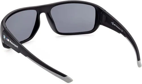 Vista 3 de BMW MOTORSPORT, BS0023 - Lentes de sol para hombre, con forma de navegador, negro mate, lente ahumado, negro mate, Mate negro