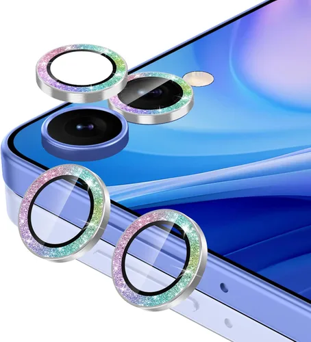Vista 110 de Casetego Protector de lente de cámara para Galaxy Z Fold 8, [Diseño de purpurina mejorado], [Fuerte adherencia], lente de vidrio templado 9H negro
