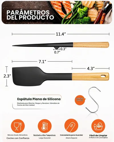Vista 2 de Badiano Espátula resistente de silicona, raspador de goma para utensilios Negro