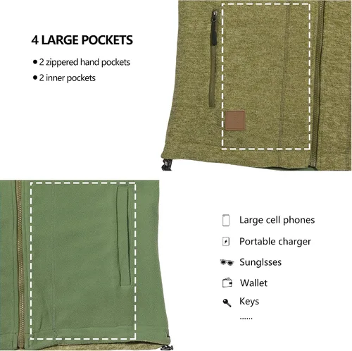 Vista 28 de Little Donkey Andy Chaleco de forro polar reversible para hombre, ligero, cálido, sin mangas, con capucha, para senderismo, caminar, viajar