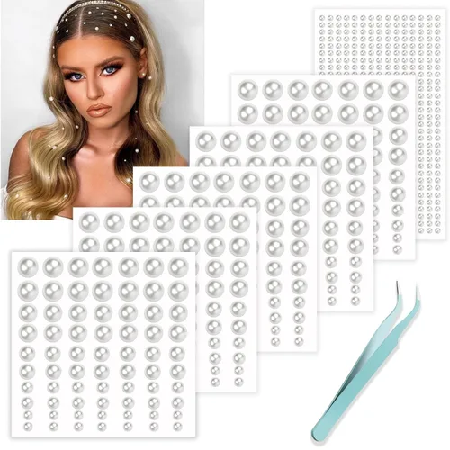Vista 8 de NOOEPC Joyas para el cabello, gemas autoadhesivas transparentes para el cabello, accesorios para el cabello de graduación, calcomanías