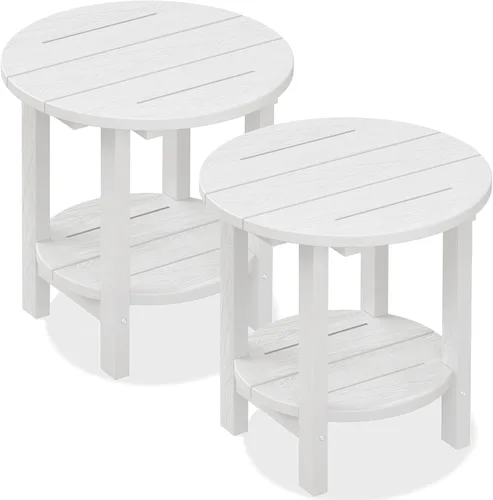 Vista 19 de SERWALL Mesa auxiliar redonda para exteriores, cubo de hielo 3 en 1, mesa auxiliar y caja de almacenamiento, multiuso para porche, patio, piscina