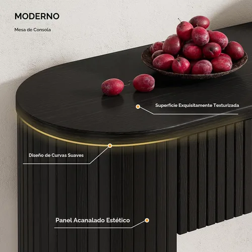 Vista 5 de ComfyCorner Mesa consola de 55 pulgadas con almacenamiento, mesa de entrada Negro
