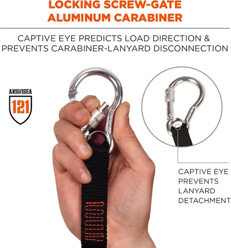 Vista 5 de Ergodyne Squids 3105 - Cordón para herramientas con mosquetón de bloqueo de tornillo de aluminio, capacidad de peso de la herramienta de 15 libras