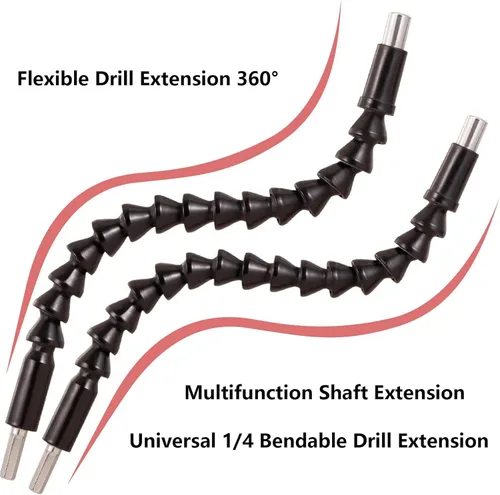 Vista 8 de Extensión de broca flexible, extensión de taladro flexible de 11.6 pulgadas, manual de 90° en ángulo recto, extensión flexible de 1/4 para taladro