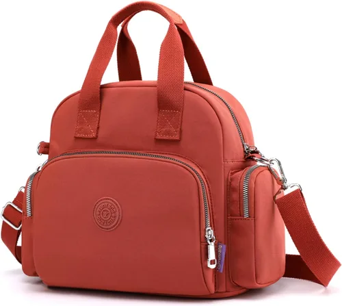 Vista 8 de PORRASSO Mochila para mujer, bolso de hombro multifuncional con puerto de carga USB, bolso cruzado de nailon para trabajo, viajes, citas, negro
