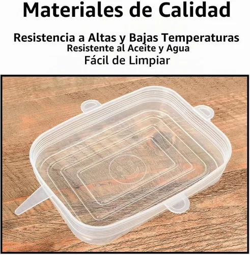 Vista 8 de TopHomer Juego de 6 tapas rectangulares de silicona elásticas, juego de 6 tamaños, reutilizables, resistentes, para mantener la comida fresca