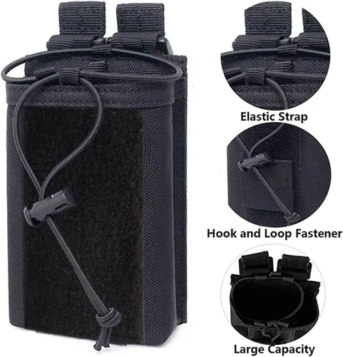 Vista 4 de Soporte de radio táctico Molle para radio, funda resistente para radios de dos maneras, almacenamiento ajustable