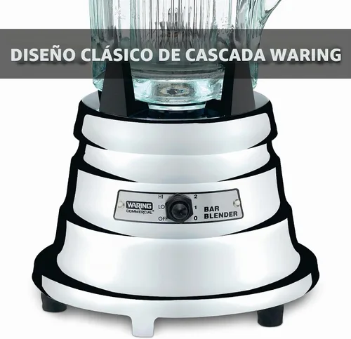 Vista 3 de Waring Comercial BB900G licuadora de barra cromada de 1/2 HP con contenedor de vidrio de 40 onzas color plateado