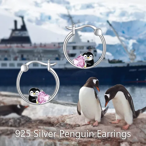 Vista 3 de POPLYKE Aretes de aro de animales para mujer, de plata de ley 925, hipoalergénicos, joyería para regalo de cumpleaños