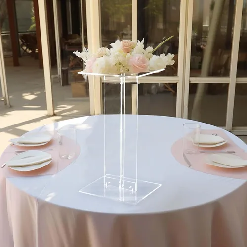 Vista 18 de Efavormart - Jarrón de pedestal de acrílico resistente de 40 pulgadas con cuentas de cristal colgantes, soporte de pilar transparente, centros