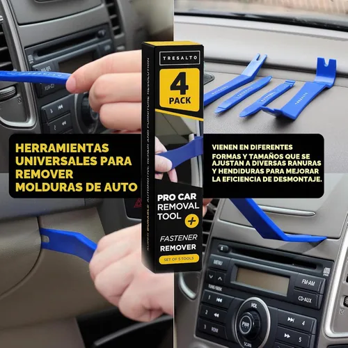 Vista 5 de Juego de herramientas de extracción de molduras - 4 piezas de kit de herramientas de palanca de plástico sin arañazos para el interior del automóvil