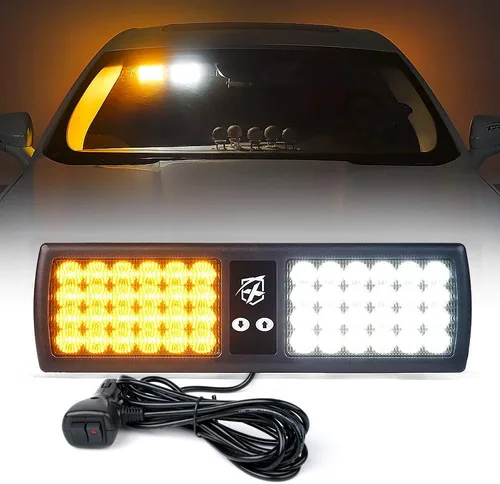 Vista 8 de Xprite - Luces estroboscópicas Amber de 48 LED para visor, luces interiores de parabrisas y protector solar, luces de advertencia de peligro