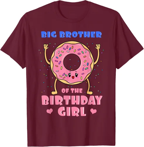 Vista 18 de Big Brother Of The Birthday Girl Donut Bday Party Bro Sib Camiseta, Negro, S