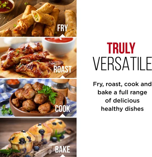 Vista 6 de Chefman Horno digital con pantalla táctil de 3.5 cuartos de galón con cesta plana que ahorra espacio, freidora de aire saludable sin aceite