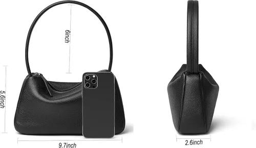 Vista 3 de Daiblueland Bolso pequeño de cuero para mujer, bolso de mano de lujo con cierre de cremallera