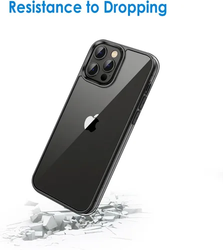 Vista 6 de JETech Funda para iPhone 12 Pro Max, antiamarilleo, color negro Shockproof Protection, Scratch Resistant Hard PC Back, Durable Transparent TPU