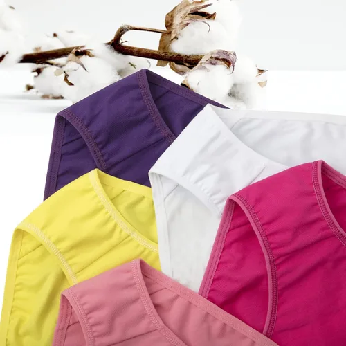 Vista 4 de Paquete de 10 bragas multicolores para niñas, de algodón suave, elástico, cómodo y transpirable, para ropa interior de 6 a 14 años