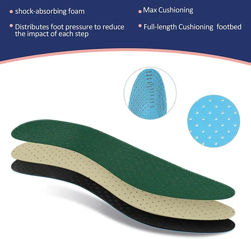 Vista 5 de Haysandy 12 pares de plantillas de zapatos para mujer, plantillas de látex delgadas y transpirables con agujeros, amortiguación ultra suave