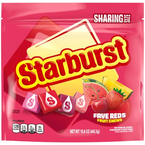 Vista 3 de STARBURST FaveREDS - Caramelos masticables de frutas, caramelos masticables, bolsa de tamaño compartido de 15.6 onzas