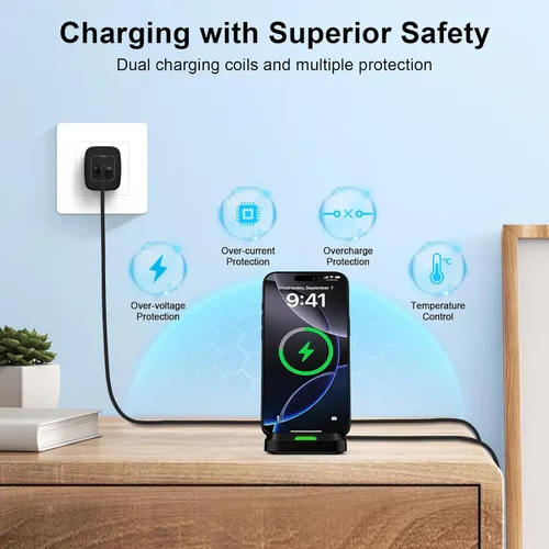 Vista 5 de Soporte de cargador inalámbrico para Moto G Stylus 5G 2025/2024, Moto Edge/Razr 2025, Moto G Power 5G 2025/2024, estación de carga rápida de 15 W