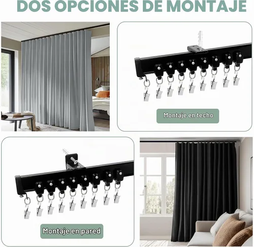 Vista 4 de Riel de Cortina de Techo Flexible, Rieles de Cortina Divisores de Habitación Curvables con Clips para Montaje en Techo, Rieles de Cortinas