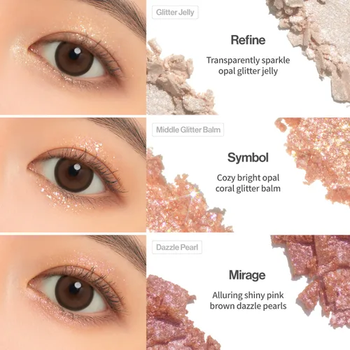 Vista 6 de UNLEASHIA Glitterpedia Paleta de sombras de ojos NO1 – Paleta de sombras de ojos brillantes con texturas versátiles con purpurina – Paleta