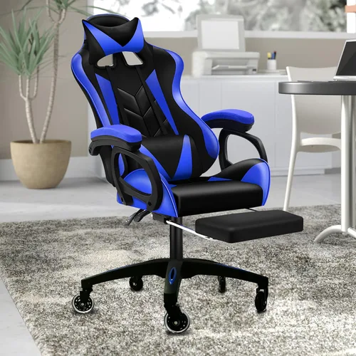 Vista 7 de Frassie Base de silla de juego de 28 pulgadas de nylon con 5 ruedas, parte de repuesto para silla de oficina resistente Boss (Azul)