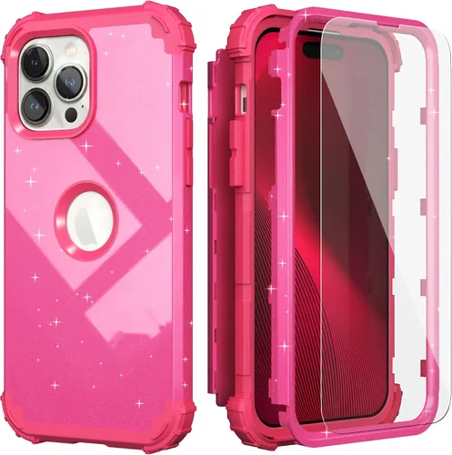 Vista 17 de IDweel Funda para iPhone 13 Pro Max con protector de pantalla (vidrio templado), funda para iPhone 13 Pro Max, protección resistente, híbrida 3