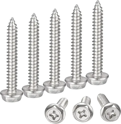 Vista 10 de uxcell Phillips - Tornillos autorroscantes para arandela hexagonal, M4 x 0.472 in, acero inoxidable 304, brida hexagonal, 25 piezas