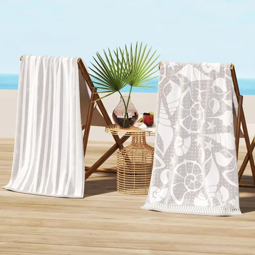 Vista 19 de Great Bay Home Toallas de playa 100% algodón, paquete de 4 toallas de piscina de 30 x 60 pulgadas, toallas absorbentes y de secado rápido
