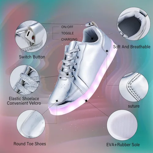 Vista 3 de YIQIZQ Led Shoes for Men Women Light Up Sneakers Shoes Low Tops USB Charging Glowing Luminous Sneakers for Festivals, Christmas, Halloween, New Year