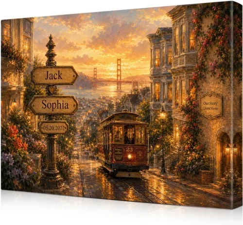 Vista 156 de IPIC - Personalized Framed Canvas with Custom Street Sign in Boston Personalized Street Signs with Names, Custom Canvas Print, Boston Sunset