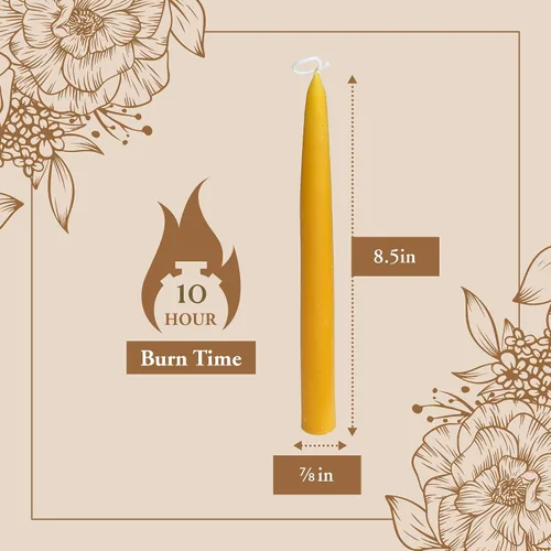 Vista 3 de Bee The Light Velas cónicas de cera de abeja 100% pura, Hanukkah, cumpleaños u ortodoxas, totalmente naturales, hechas a mano, sin humo, sin