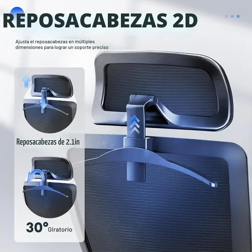 Vista 6 de FLEXISPOT - Silla de oficina ergonómica, sillas de escritorio de malla con respaldo alto y soporte lumbar ajustable, reposacabezas 2D, reclinable