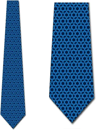 Vista 2 de Three Rooker Star of David Ties - Corbata religiosa para hombre marino