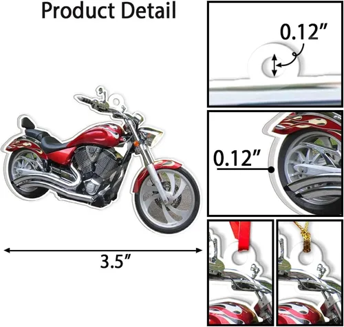 Vista 4 de adorno de Navidad con foto personalizada para los amantes de las motocicletas American Victory por Kool-Kool, decoración de árbol de Navidad
